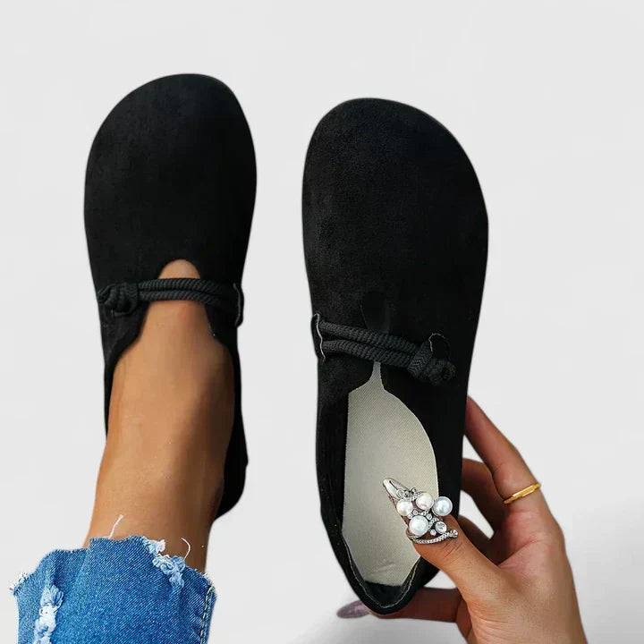 Women's rope-detail loafers with rounded toes and flat soles