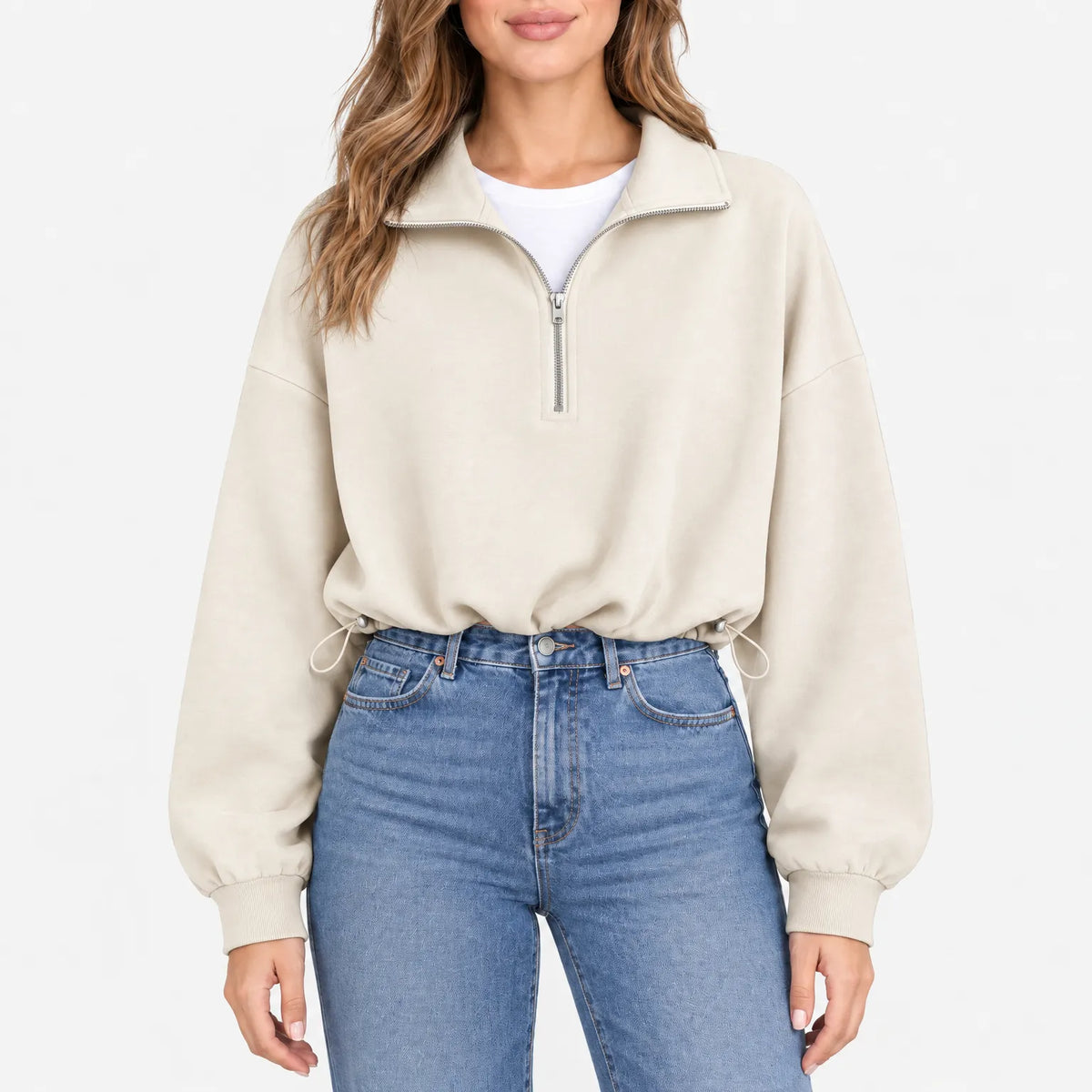 Aelith - Oversized Half Zip Sweatshirt