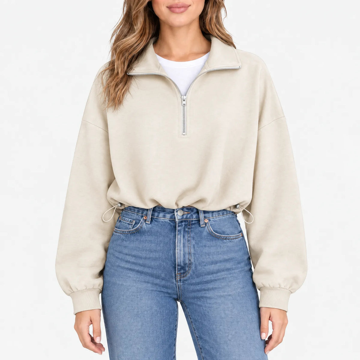 Aelith - Oversized Half Zip Sweatshirt