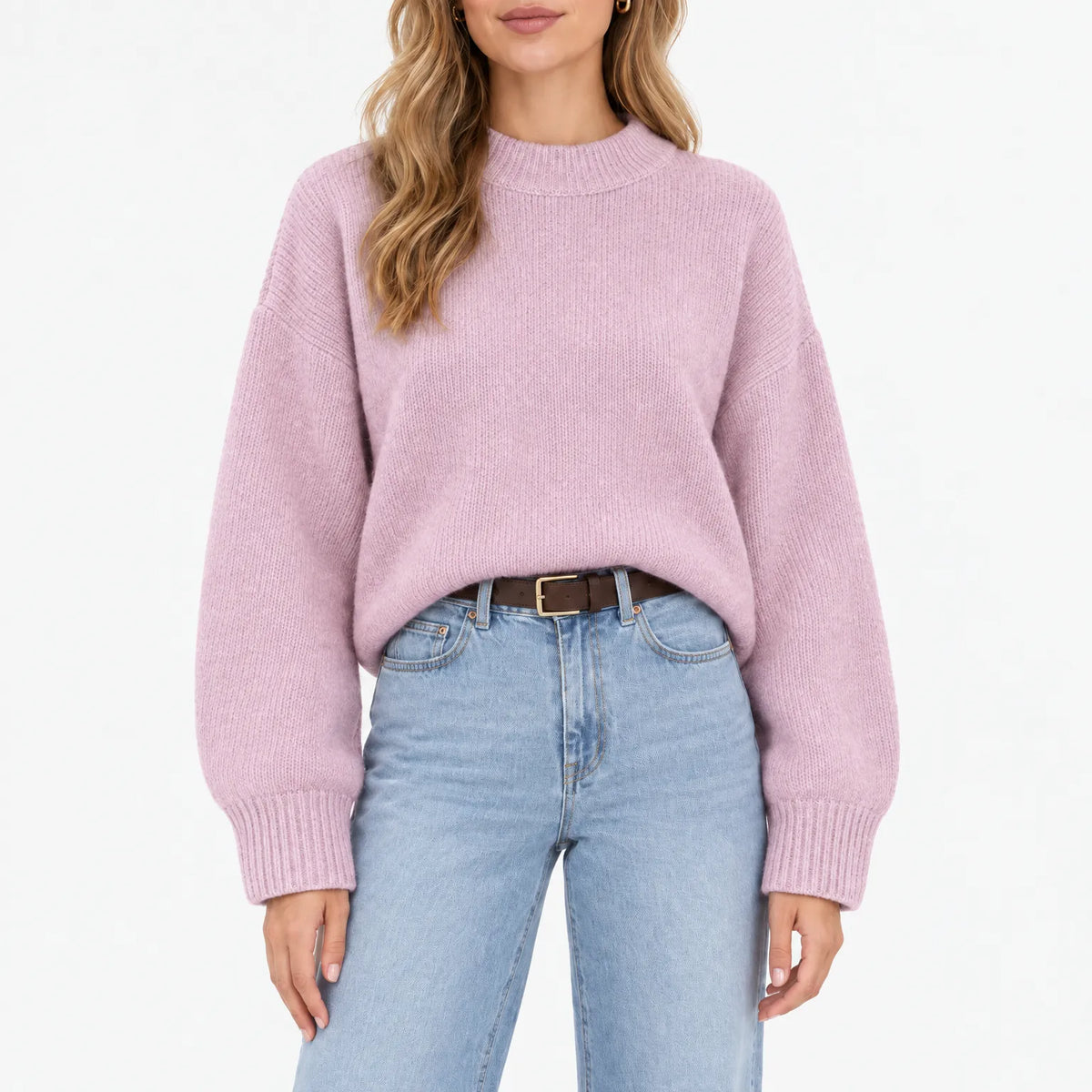 Amaris - Casual Ribbed Stand Collar Jumper