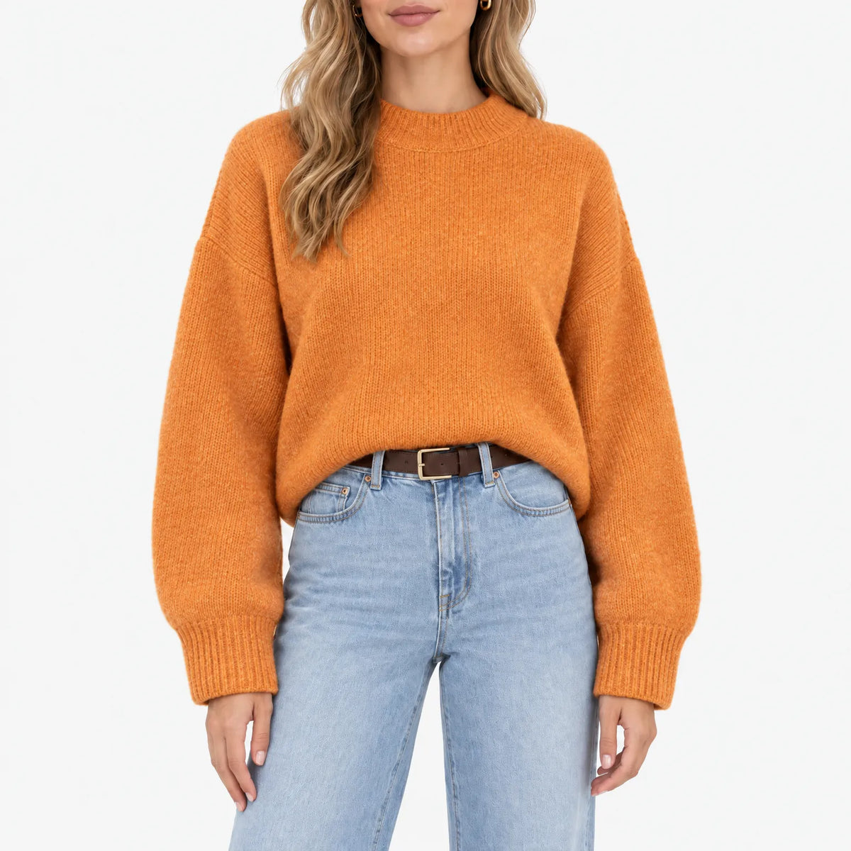 Amaris - Casual Ribbed Stand Collar Jumper
