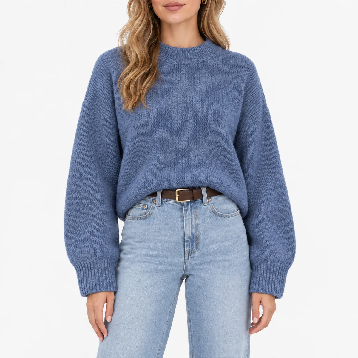 Amaris - Casual Ribbed Stand Collar Jumper