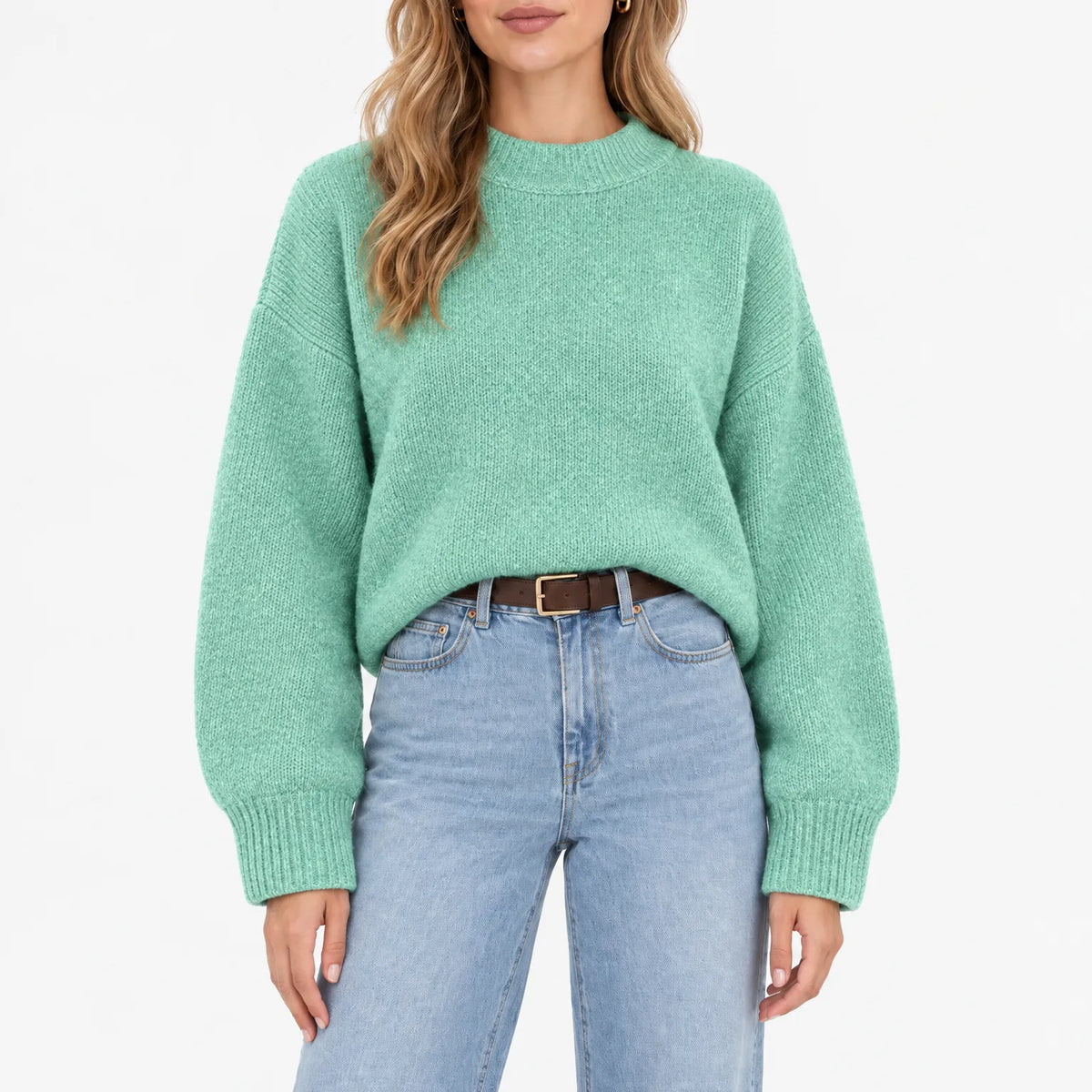 Amaris - Casual Ribbed Stand Collar Jumper