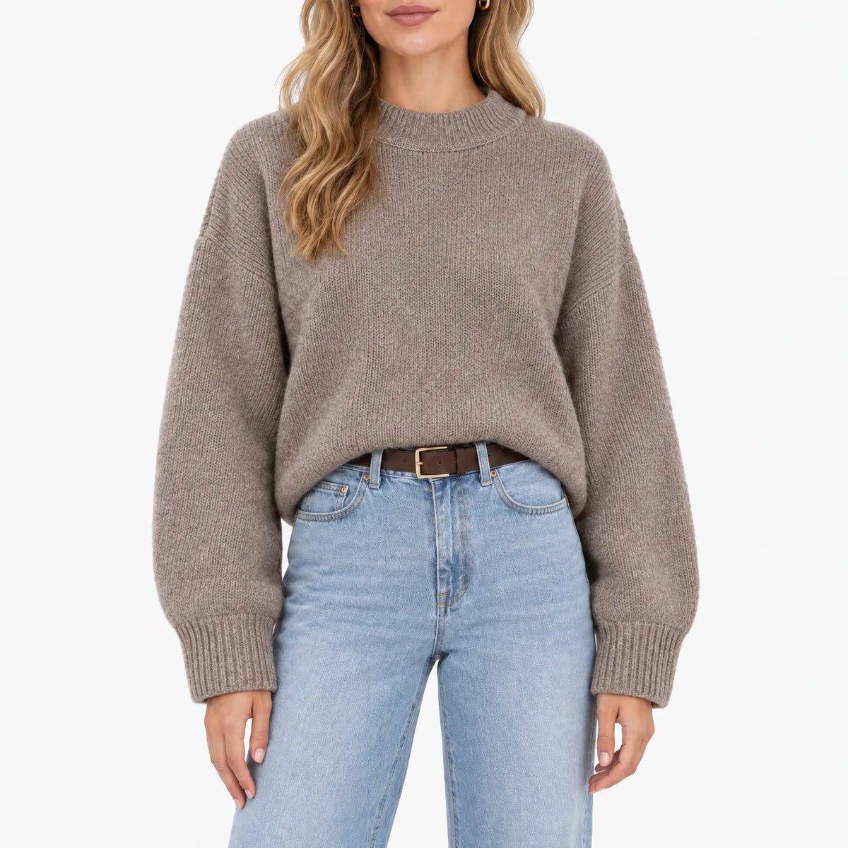 Amaris - Casual Ribbed Stand Collar Jumper