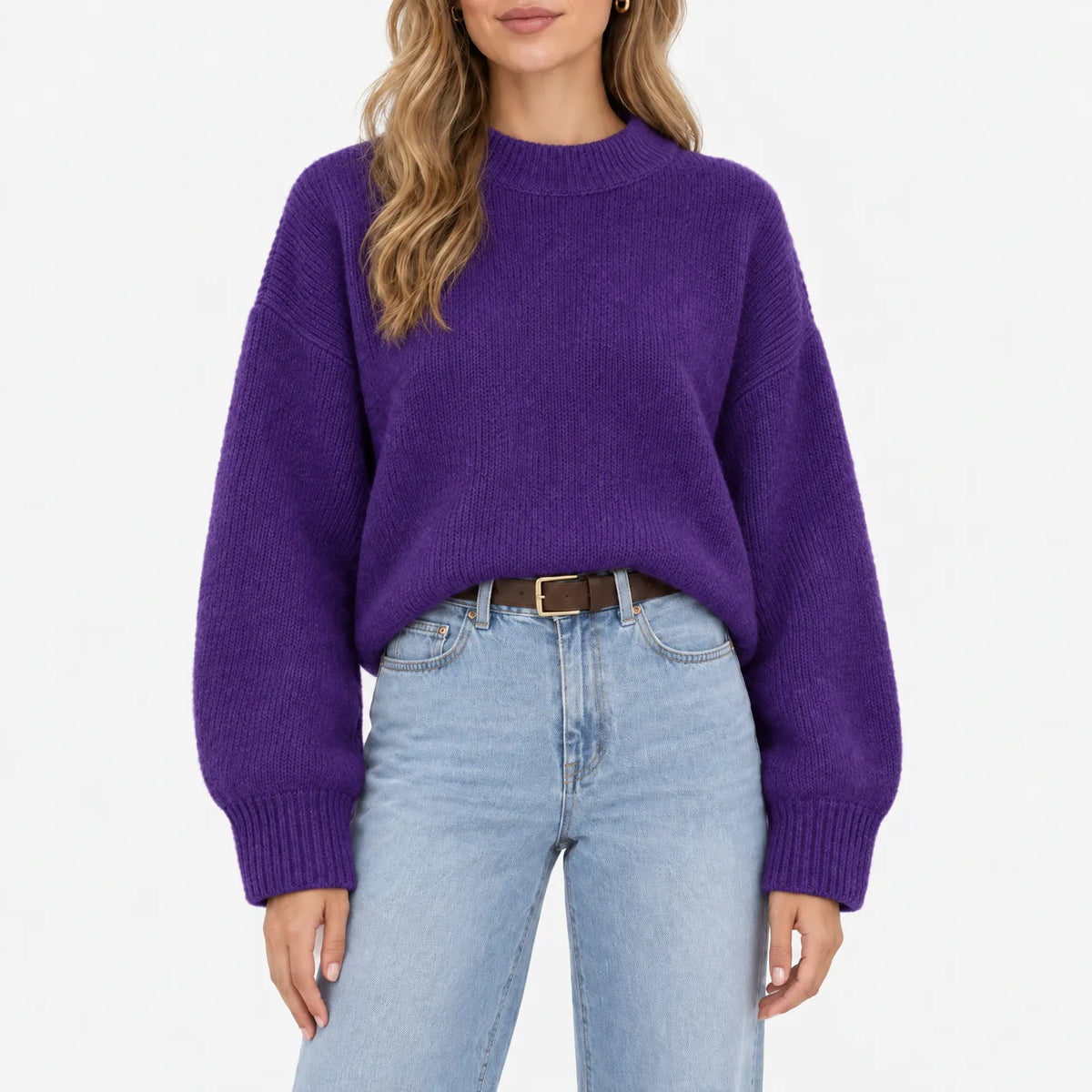 Amaris - Casual Ribbed Stand Collar Jumper