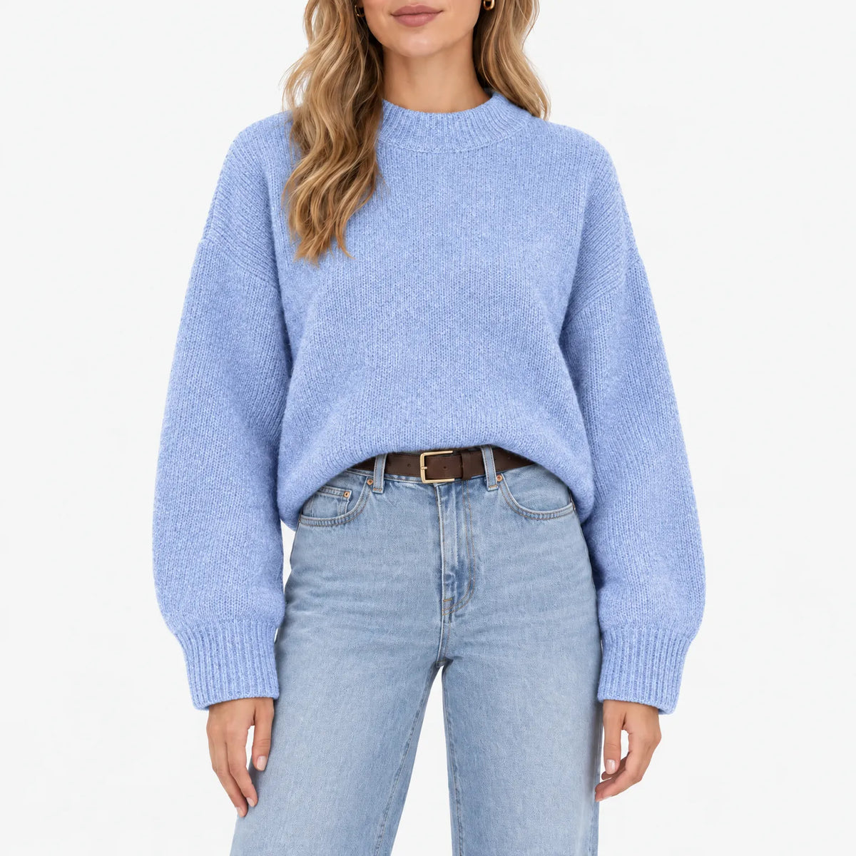 Amaris - Casual Ribbed Stand Collar Jumper