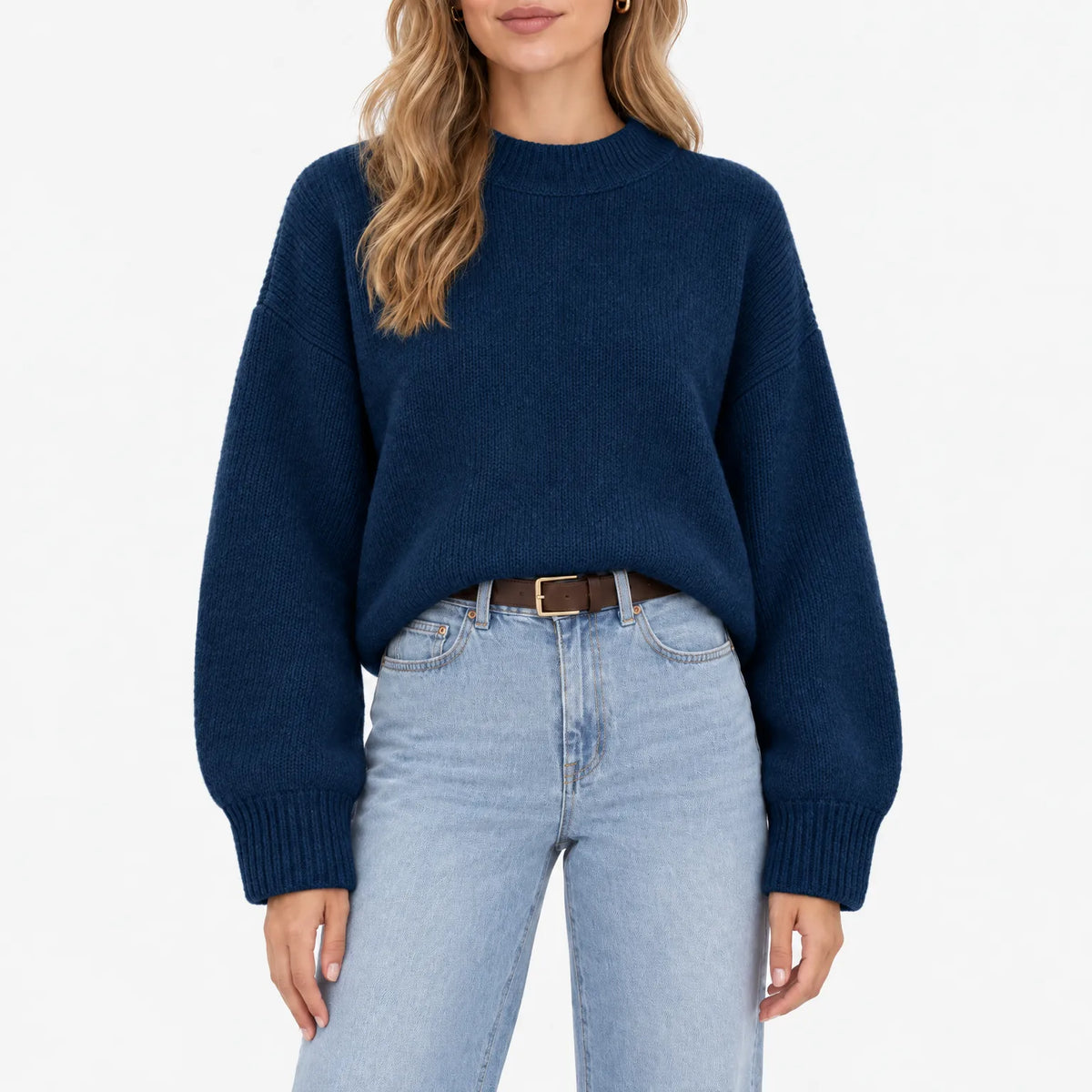 Amaris - Casual Ribbed Stand Collar Jumper