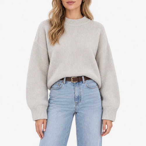 Amaris - Casual Ribbed Stand Collar Jumper
