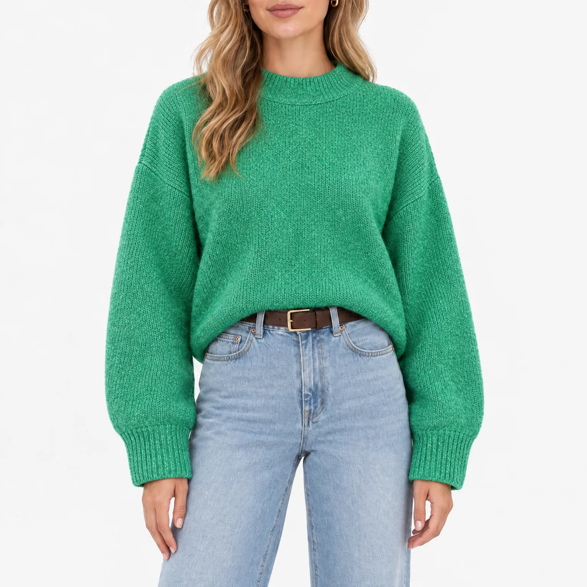 Amaris - Casual Ribbed Stand Collar Jumper