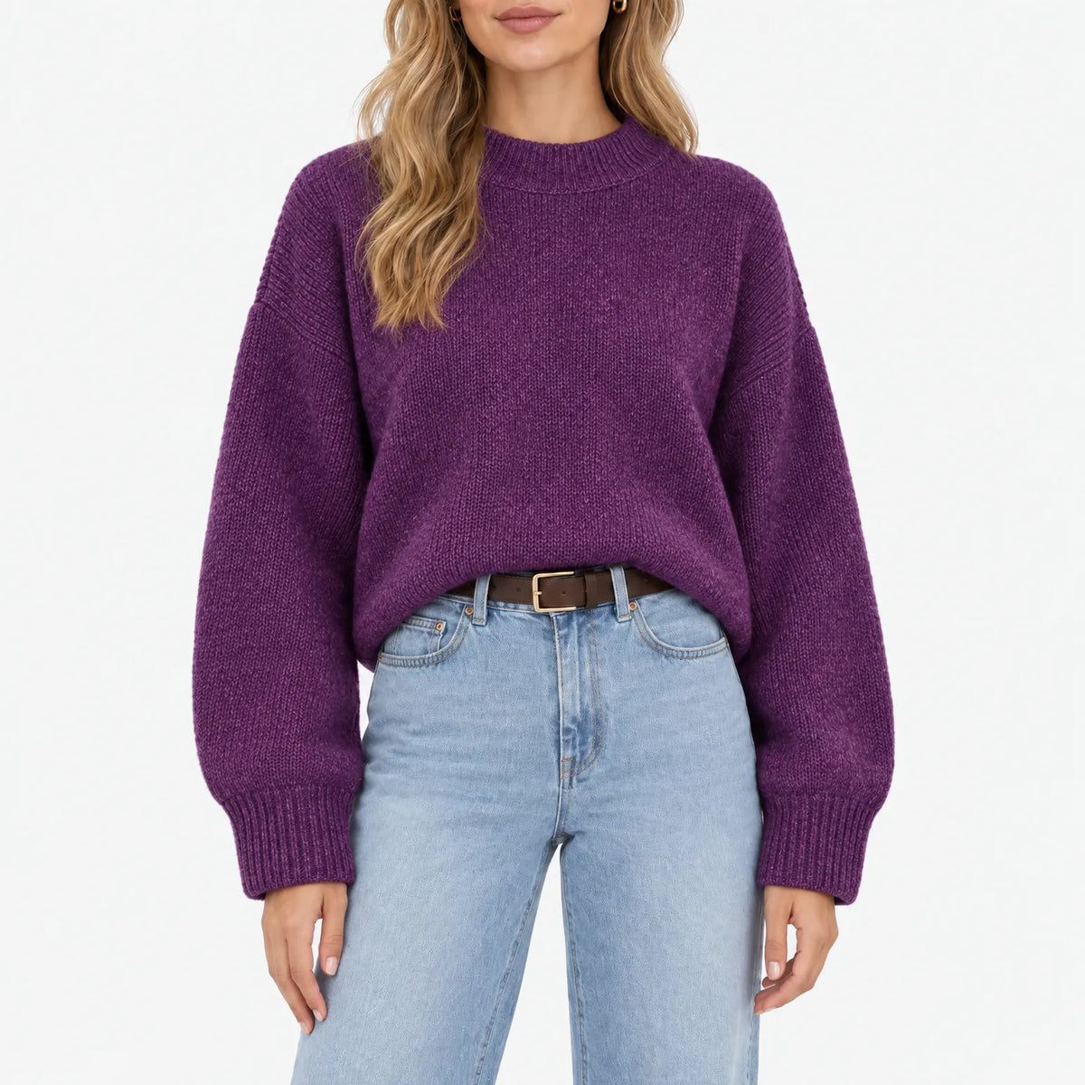 Amaris - Casual Ribbed Stand Collar Jumper