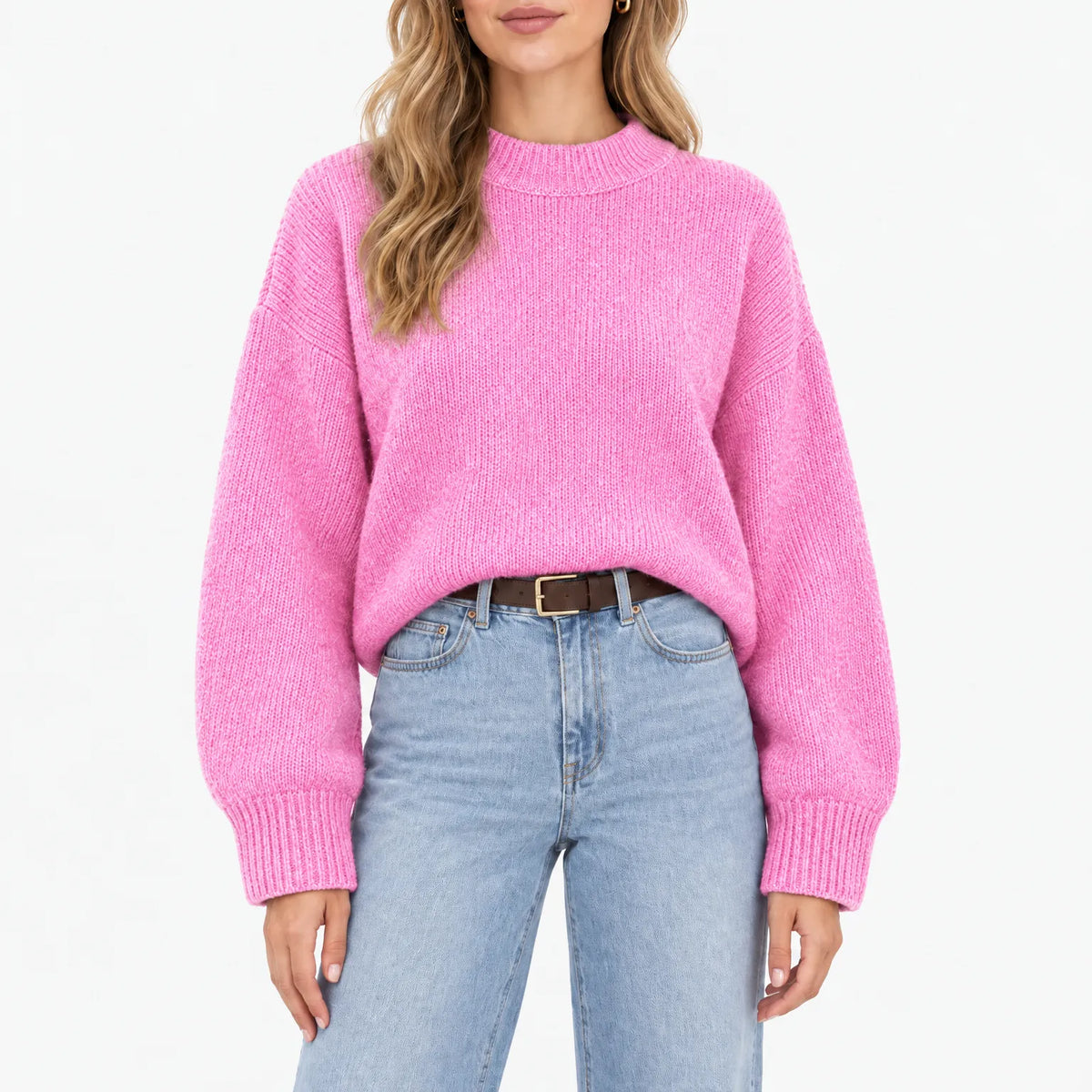 Amaris - Casual Ribbed Stand Collar Jumper