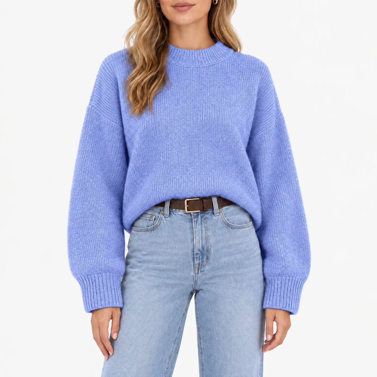 Amaris - Casual Ribbed Stand Collar Jumper