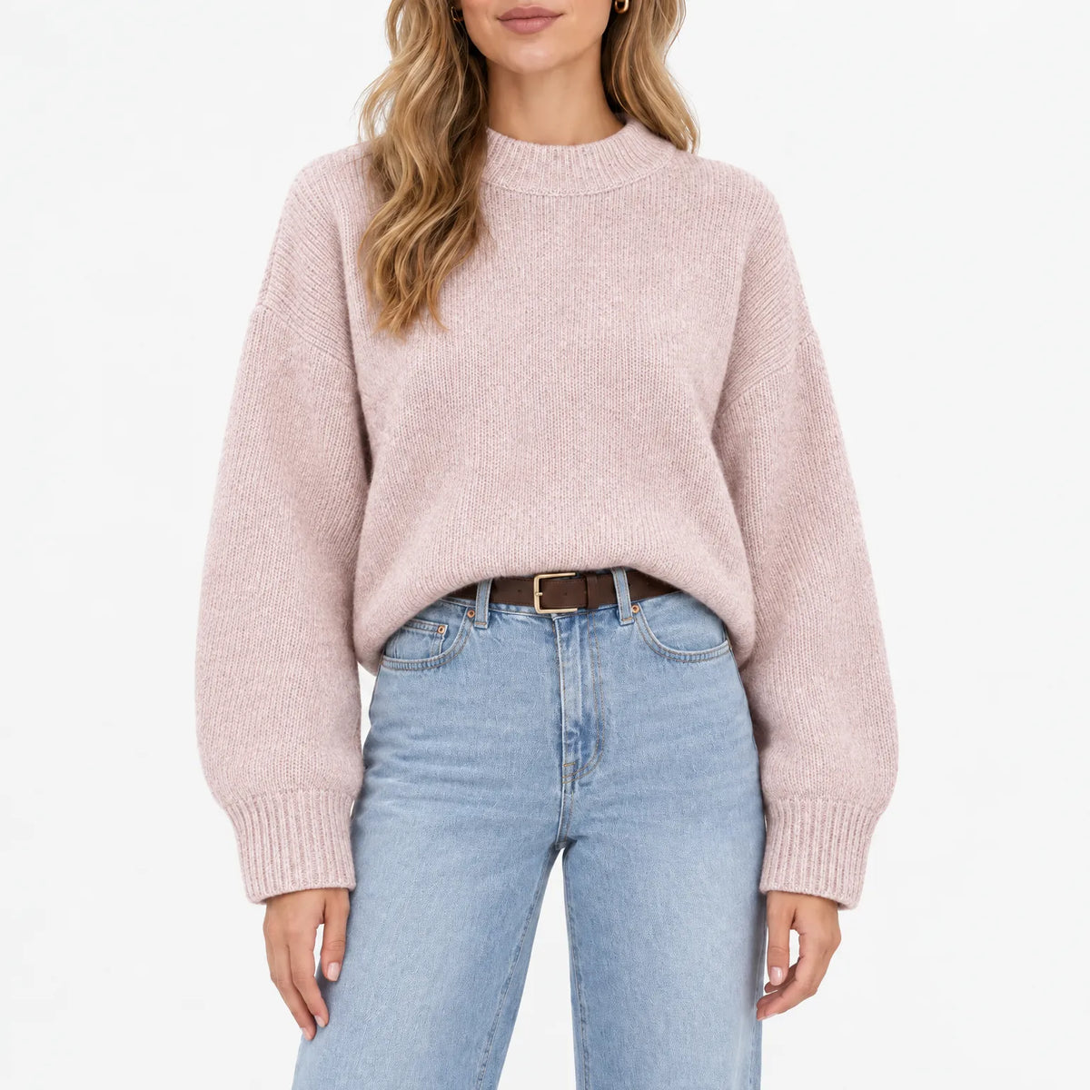 Amaris - Casual Ribbed Stand Collar Jumper