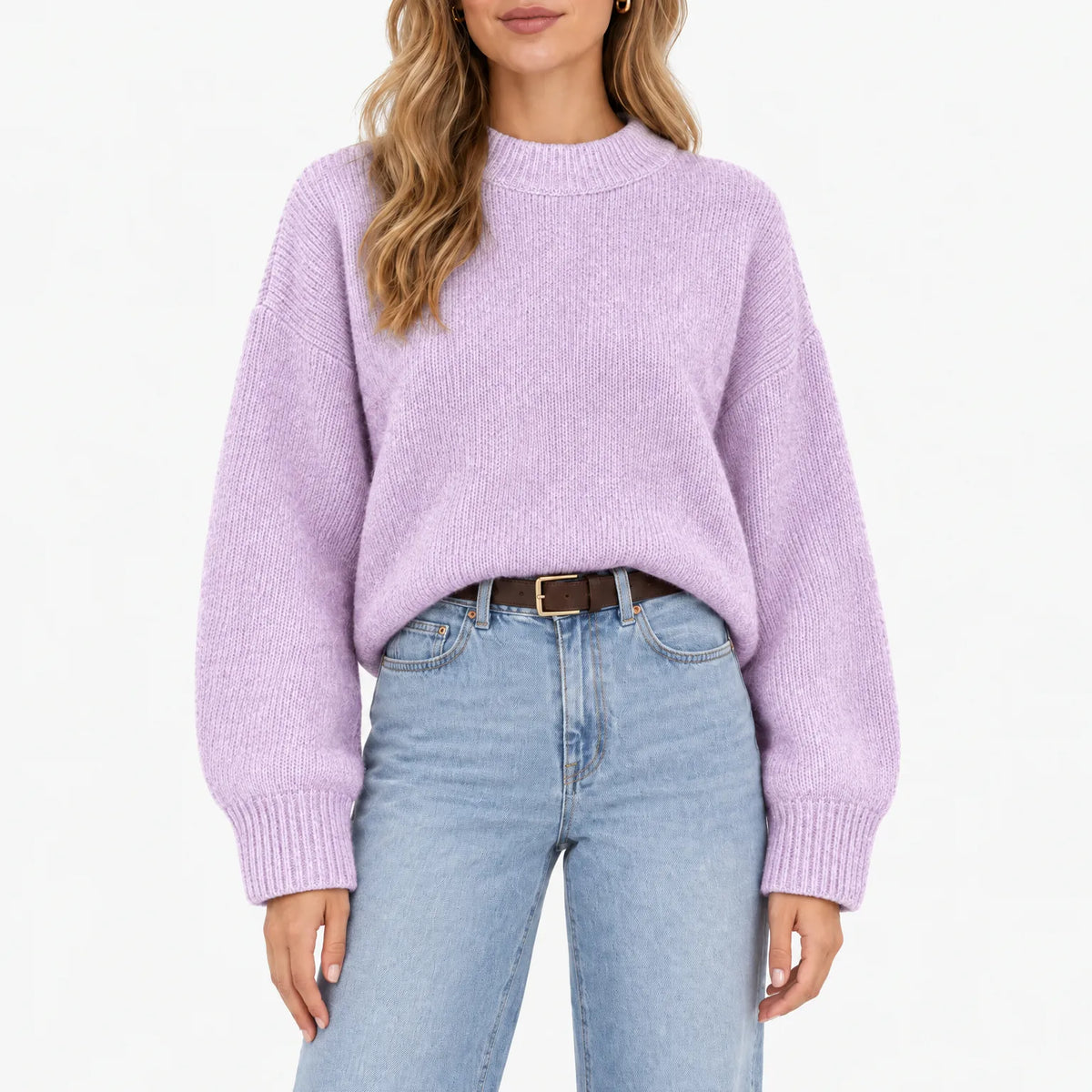 Amaris - Casual Ribbed Stand Collar Jumper