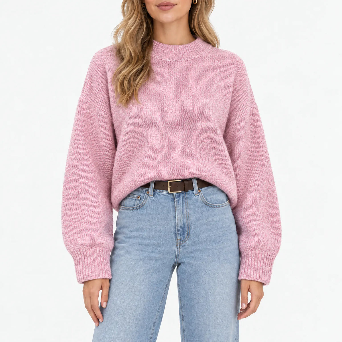 Amaris - Casual Ribbed Stand Collar Jumper