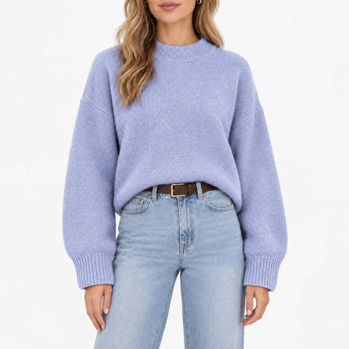 Amaris - Casual Ribbed Stand Collar Jumper