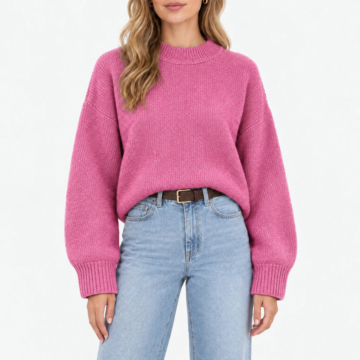 Amaris - Casual Ribbed Stand Collar Jumper