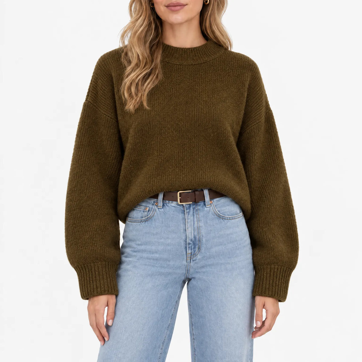 Amaris - Casual Ribbed Stand Collar Jumper