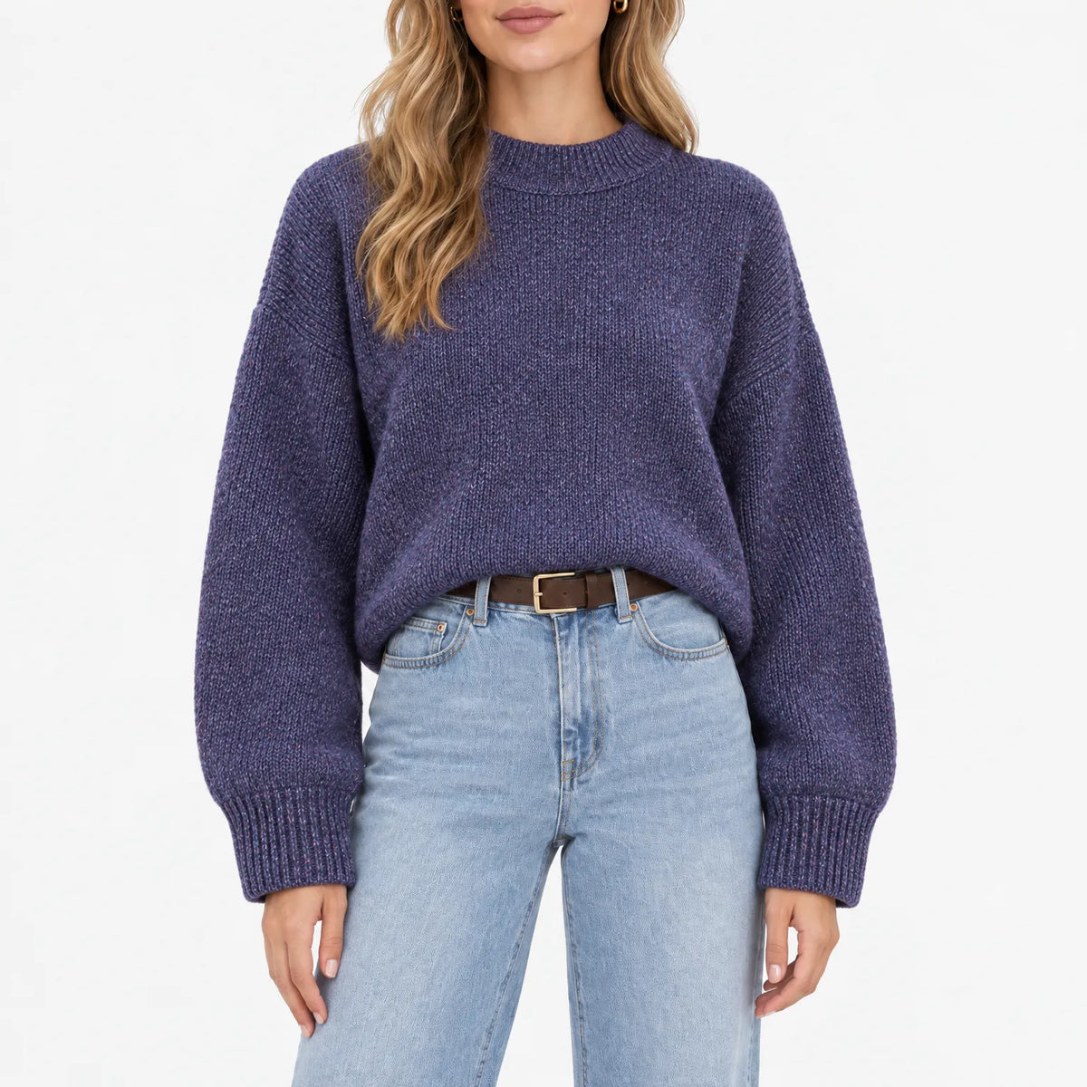 Amaris - Casual Ribbed Stand Collar Jumper