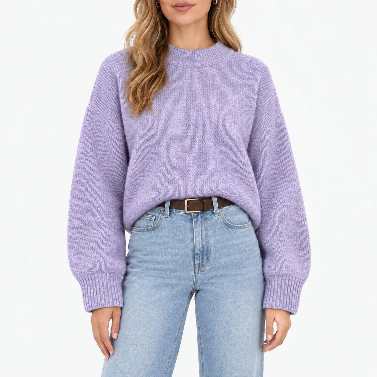 Amaris - Casual Ribbed Stand Collar Jumper
