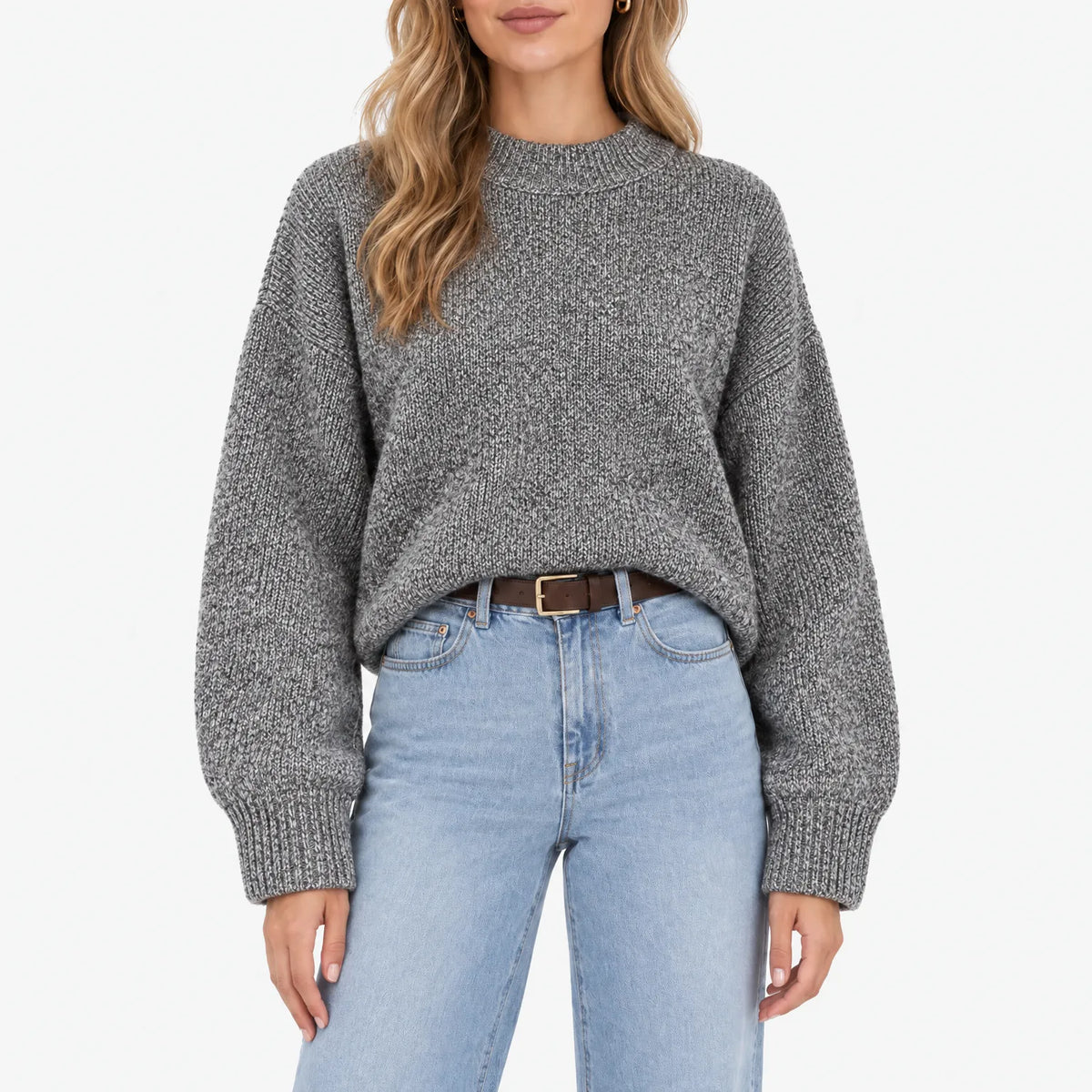 Amaris - Casual Ribbed Stand Collar Jumper