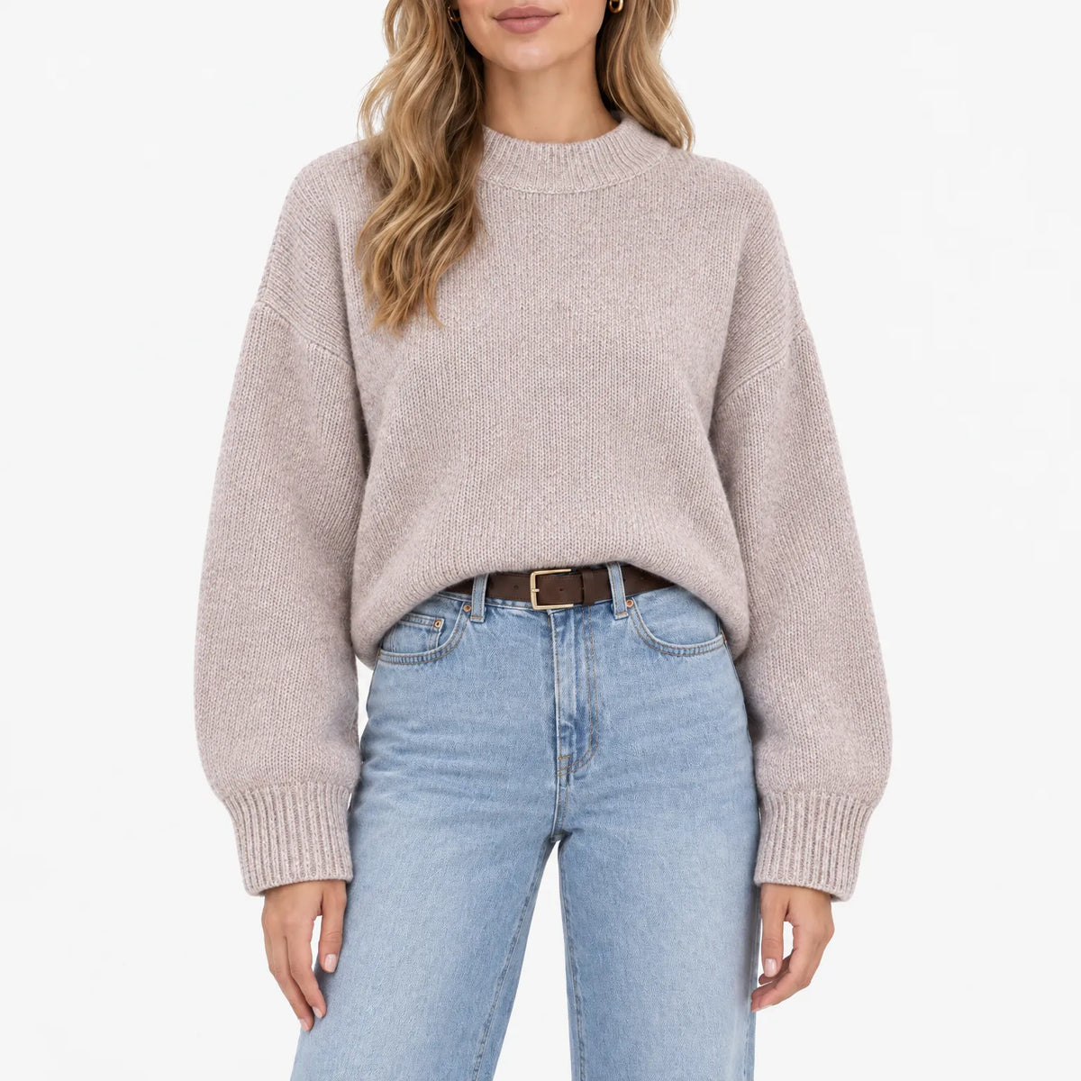 Amaris - Casual Ribbed Stand Collar Jumper