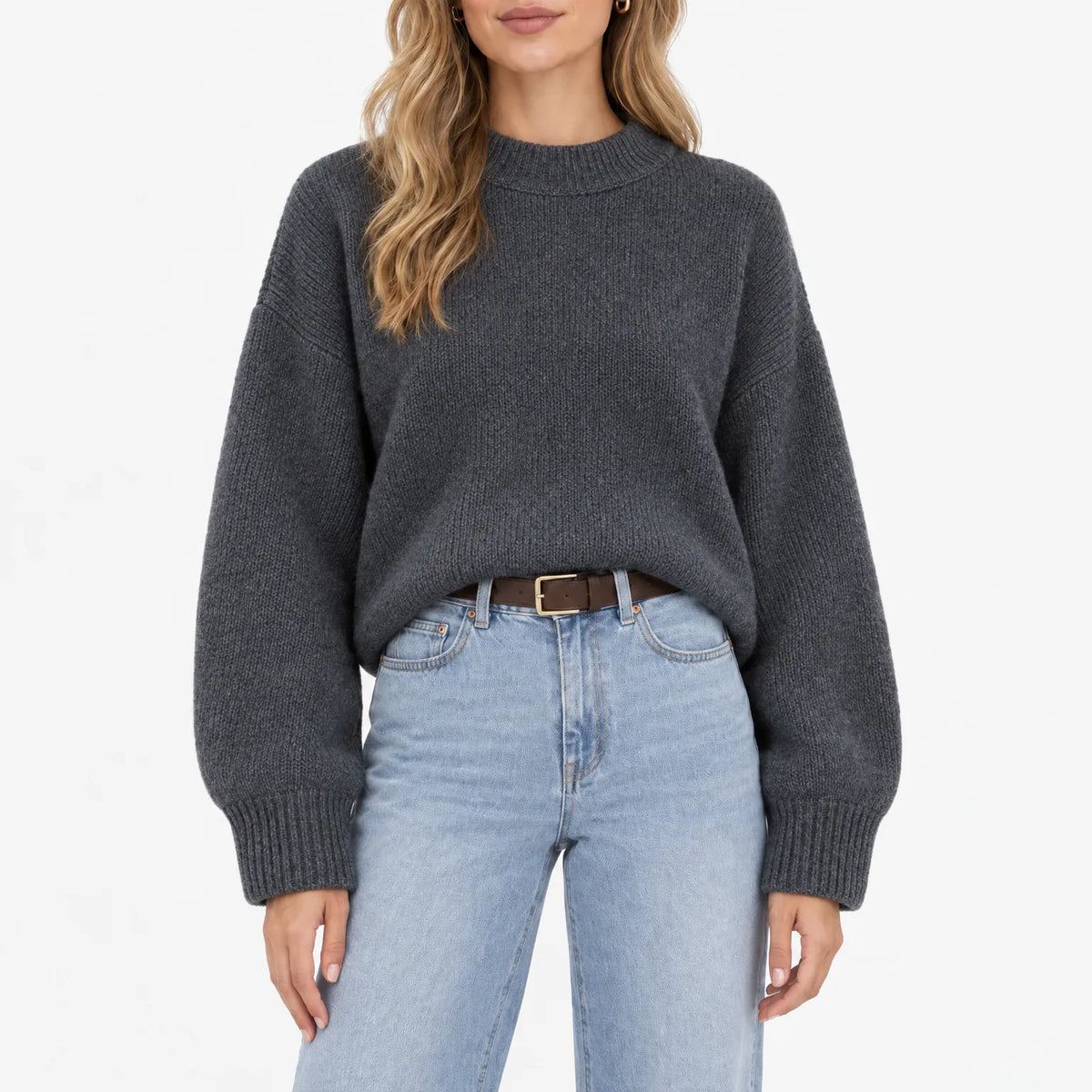 Amaris - Casual Ribbed Stand Collar Jumper