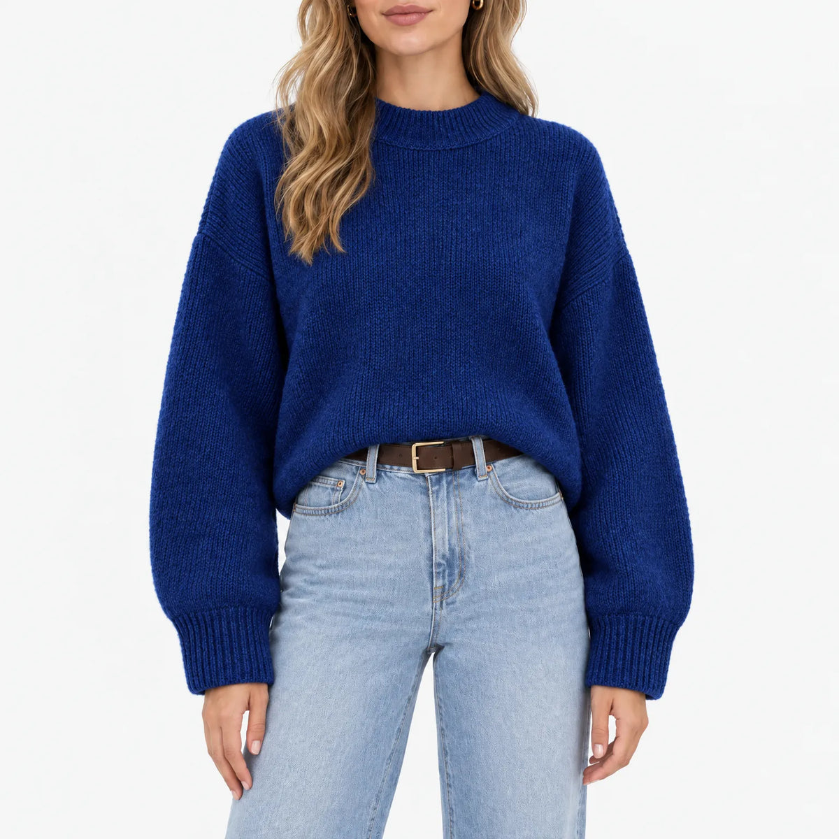 Amaris - Casual Ribbed Stand Collar Jumper