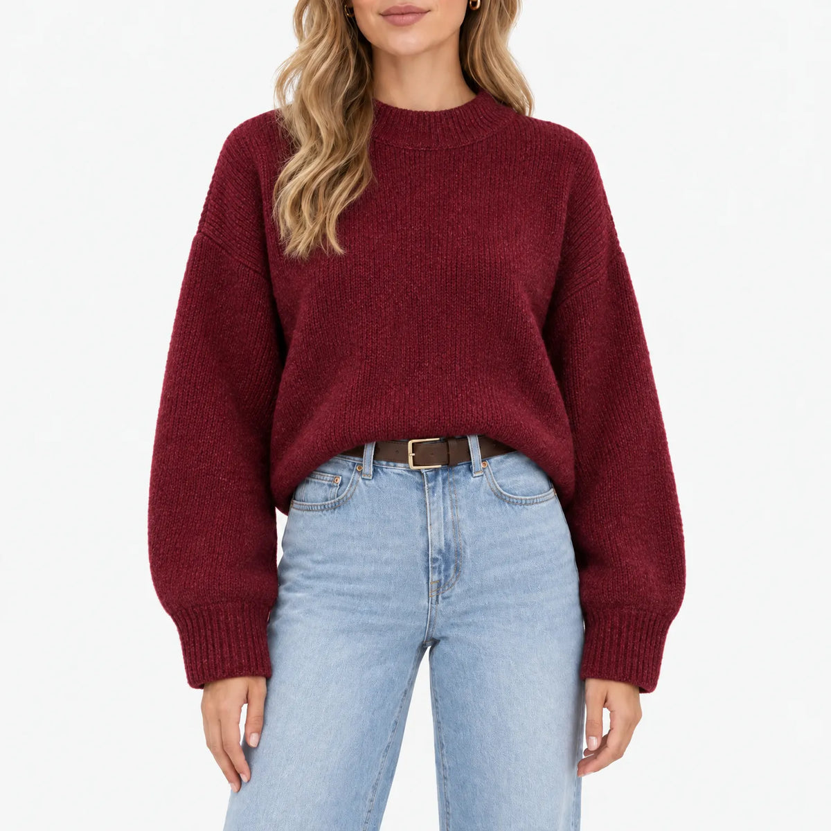 Amaris - Casual Ribbed Stand Collar Jumper
