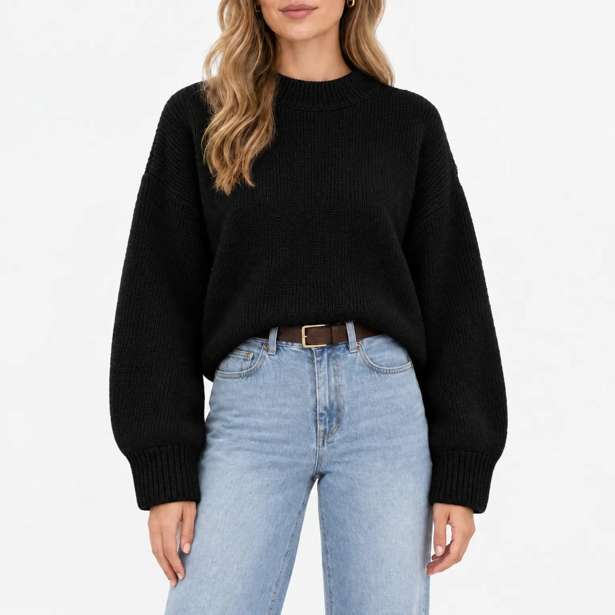 Amaris - Casual Ribbed Stand Collar Jumper
