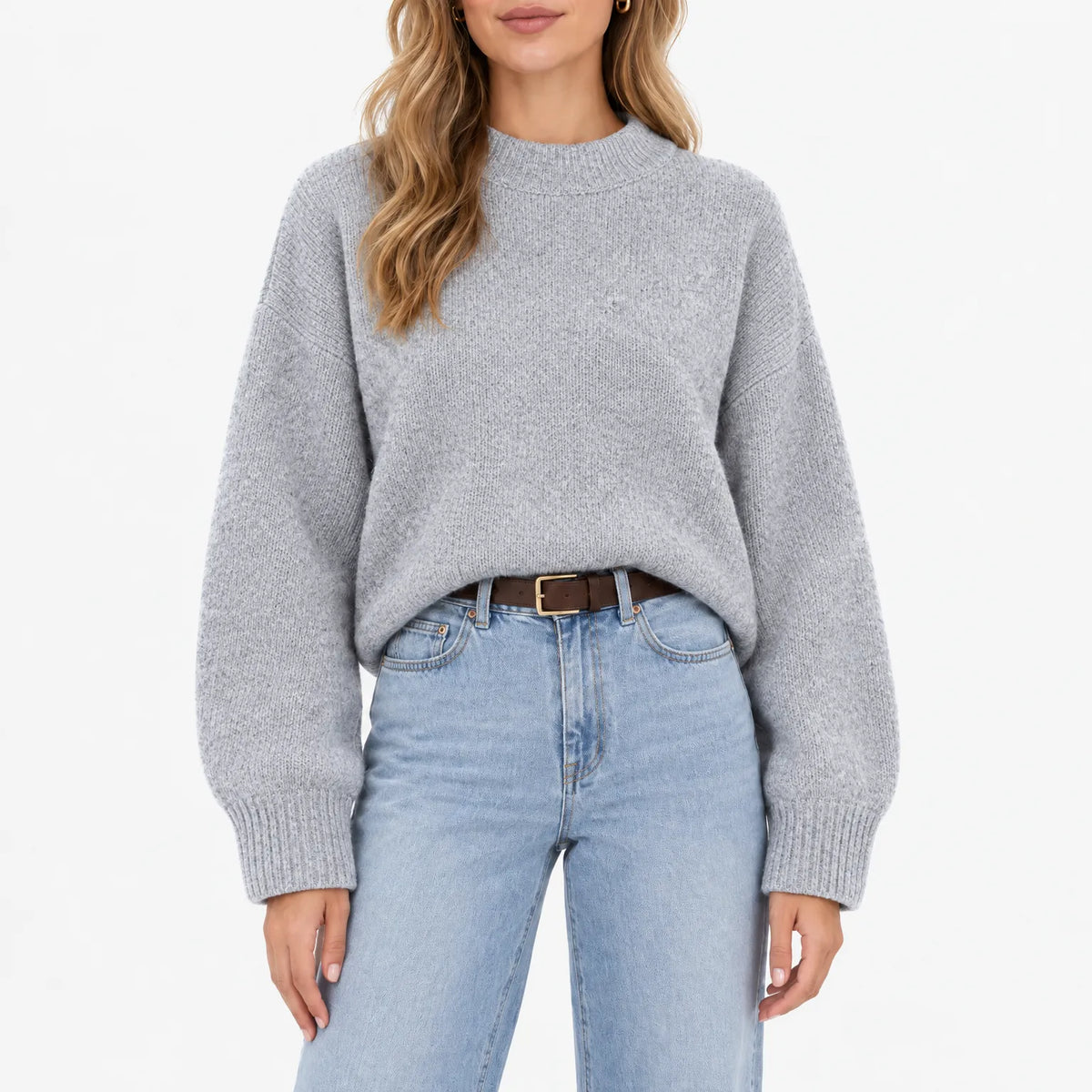 Amaris - Casual Ribbed Stand Collar Jumper