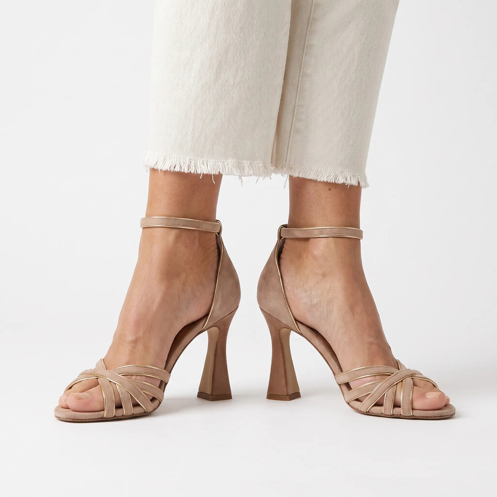 AureliaHeel - Gold Strappy Heeled Sandals