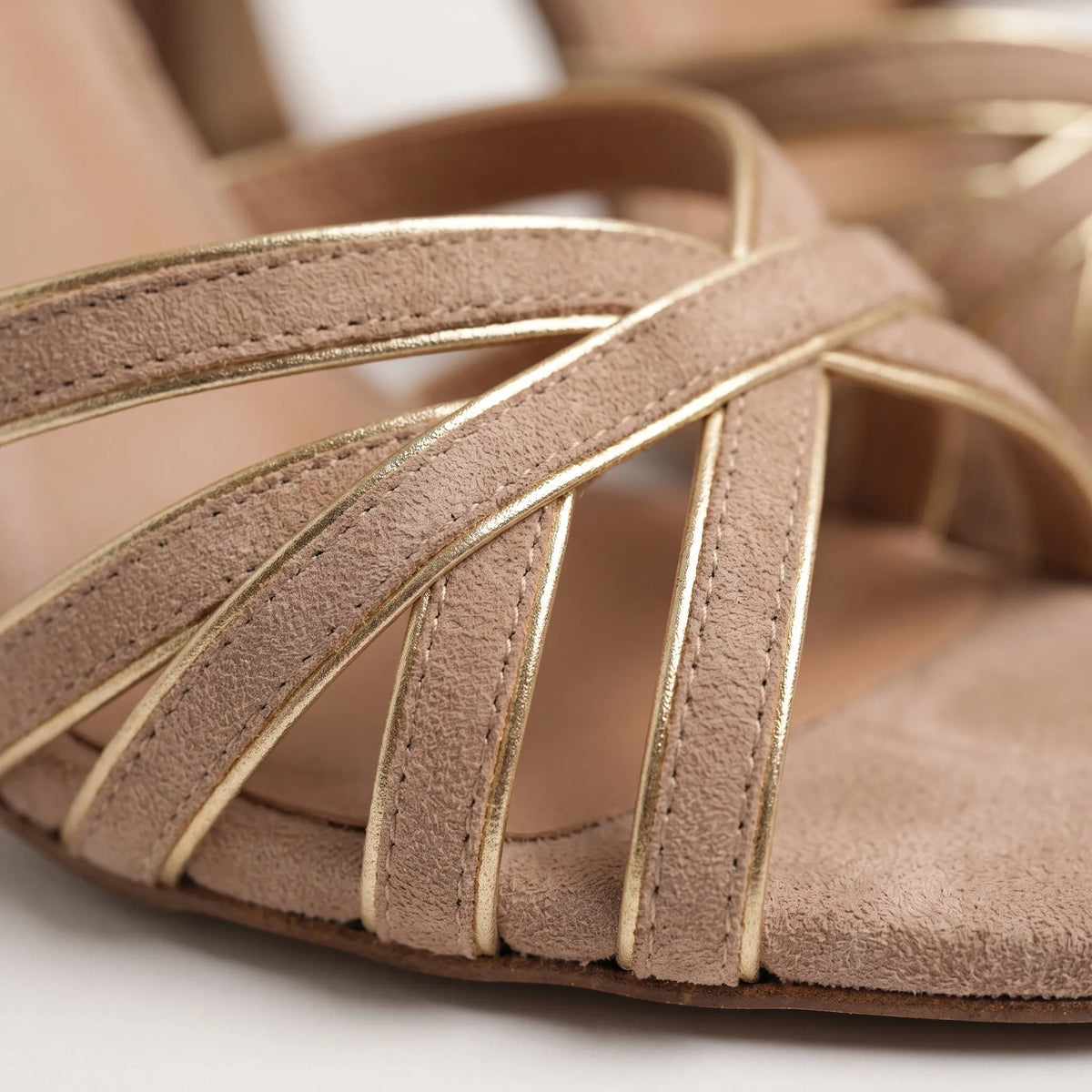 AureliaHeel - Gold Strappy Heeled Sandals