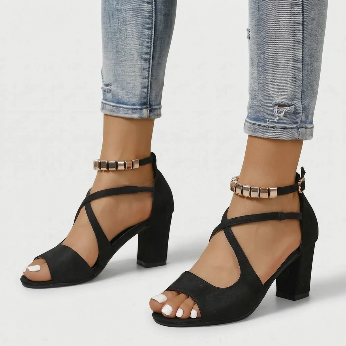 AureliaWalk - Elegant Block Heel Sandals