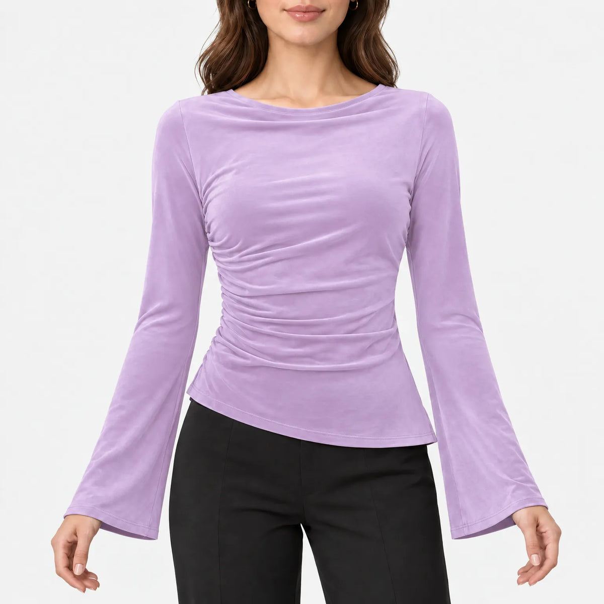 Auriem - Fitted Ruched Long Sleeve Top