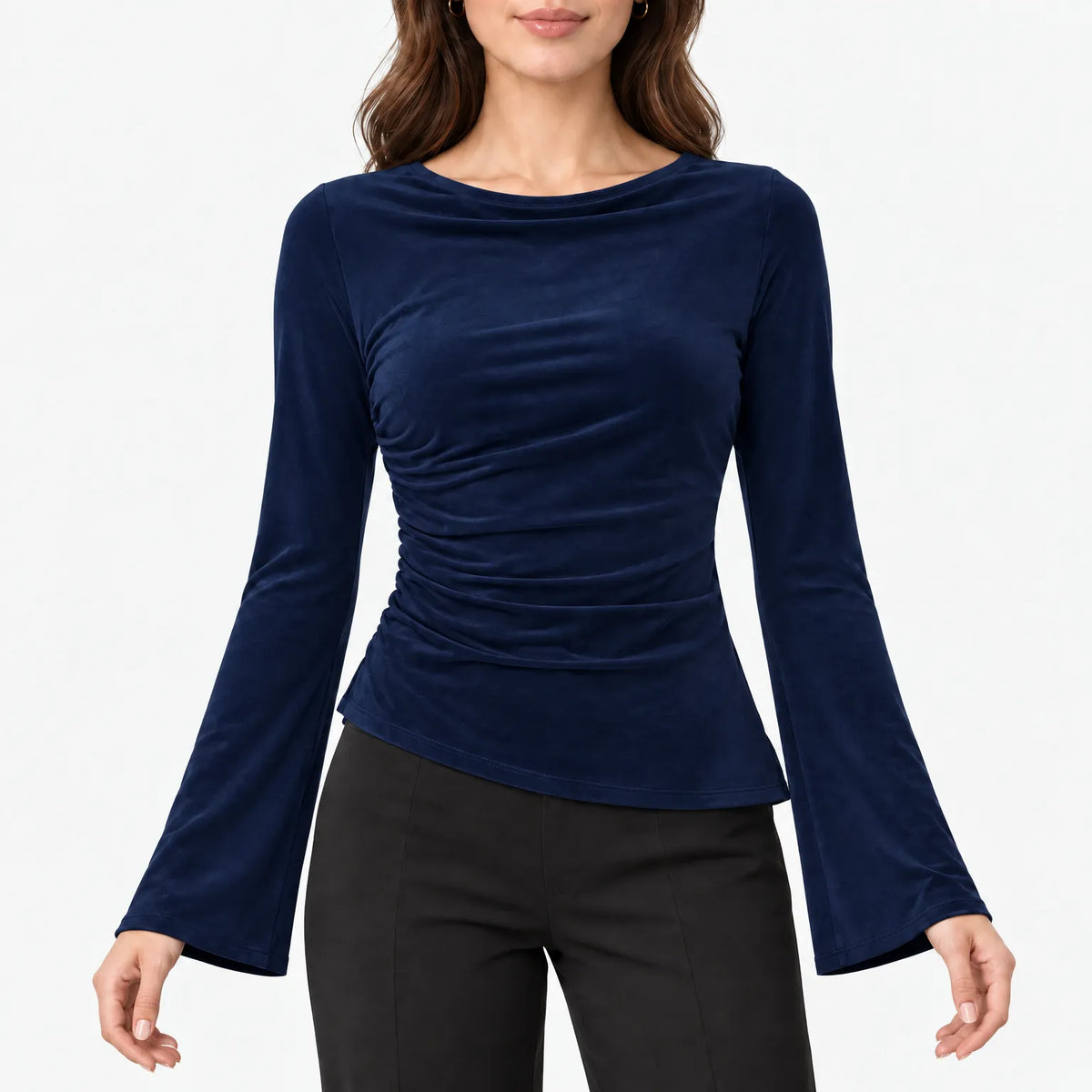 Auriem - Fitted Ruched Long Sleeve Top