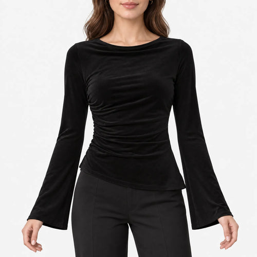 Auriem - Fitted Ruched Long Sleeve Top