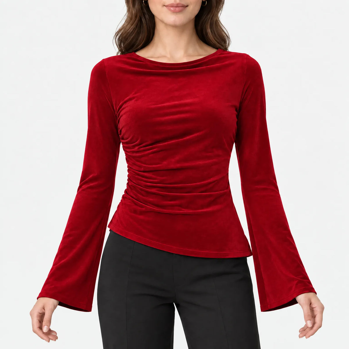 Auriem - Fitted Ruched Long Sleeve Top
