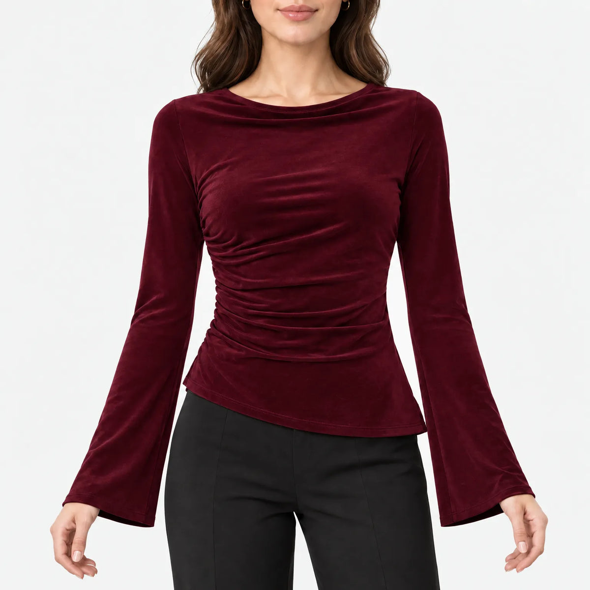 Auriem - Fitted Ruched Long Sleeve Top