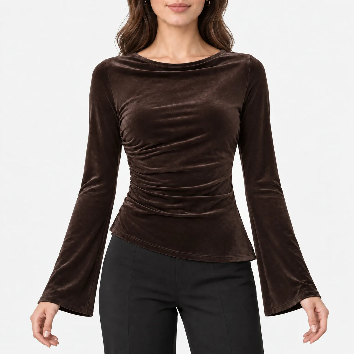 Auriem - Fitted Ruched Long Sleeve Top
