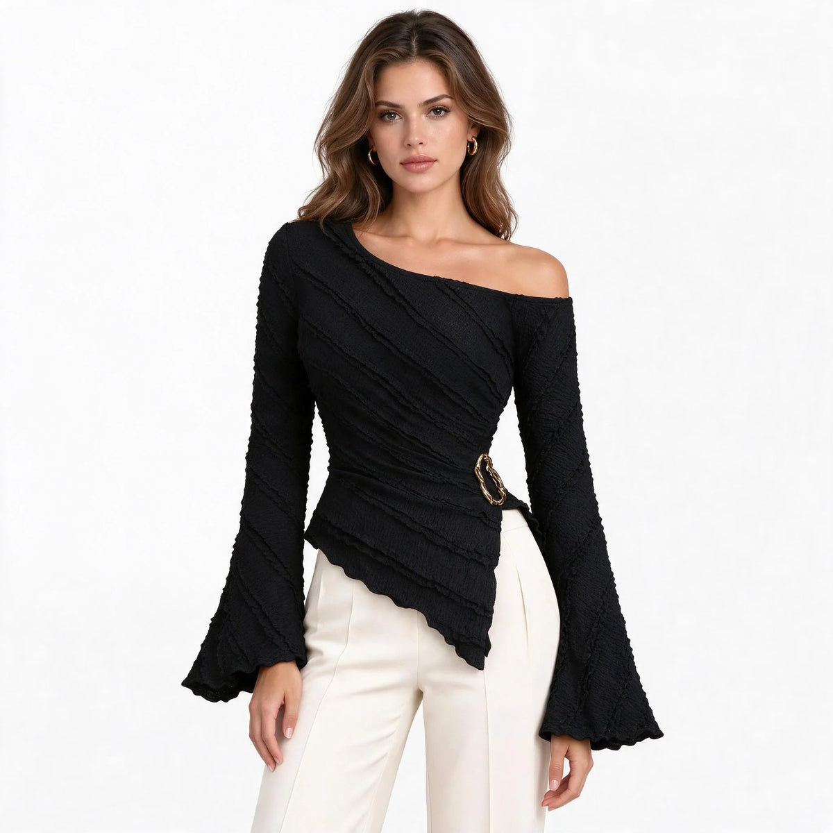 Aveloria - Asymmetrical Flared Sleeve Top
