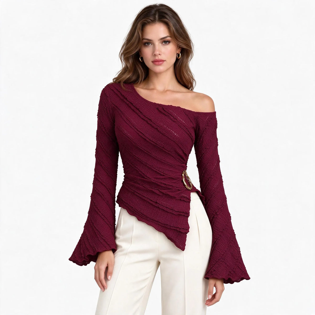 Aveloria - Asymmetrical Flared Sleeve Top