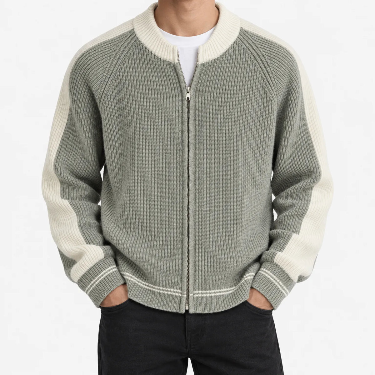 Bramvick - Men Zip Up Knit Cardigan