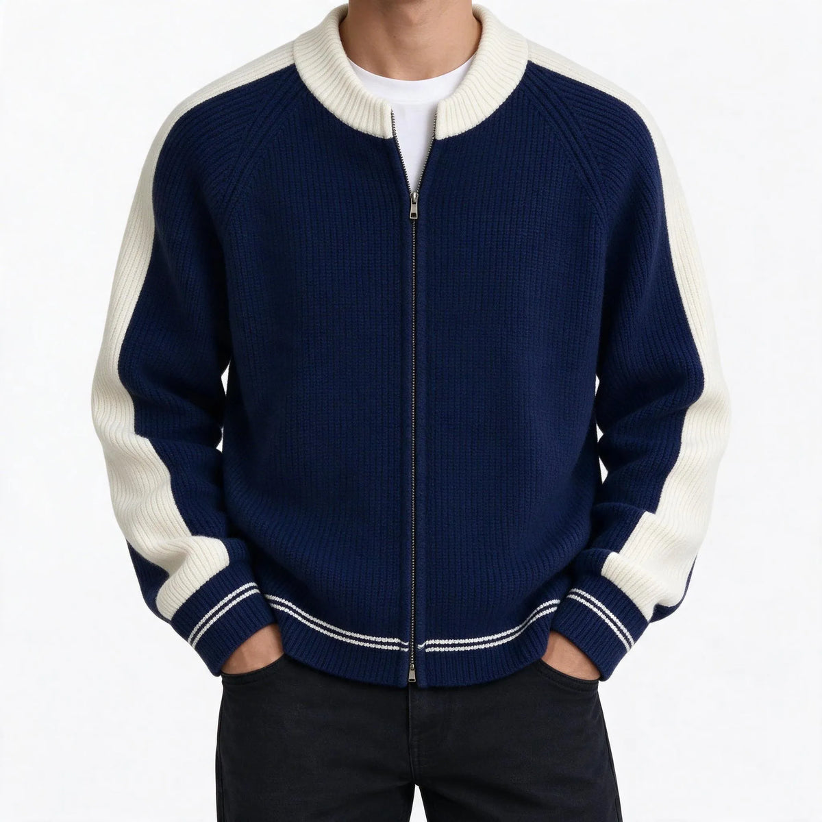 Bramvick - Men Zip Up Knit Cardigan