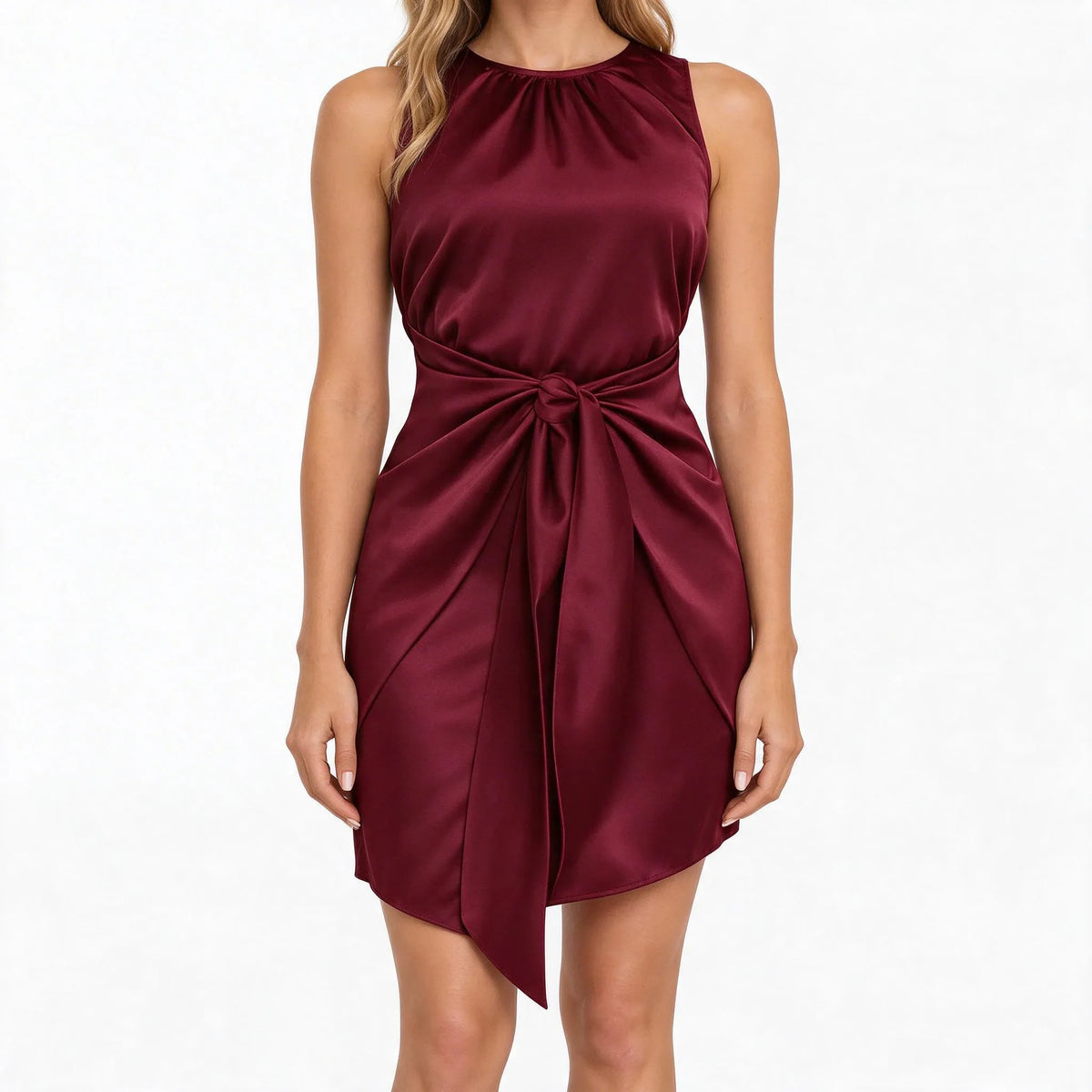 Bravon - Long Sleeve Belted Mini Dress
