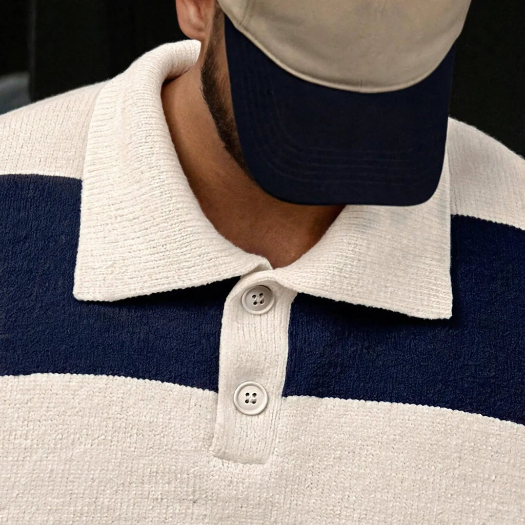 Brecon - Men's Striped Polo Jumper
