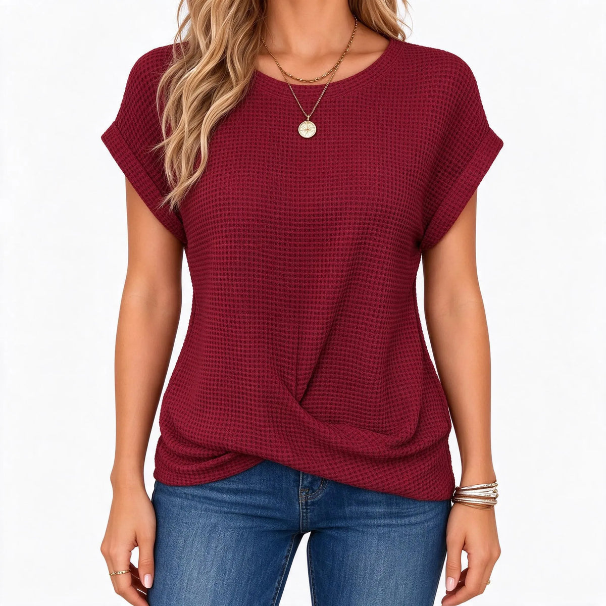 Brexten - Short Sleeve Twist Hem Top
