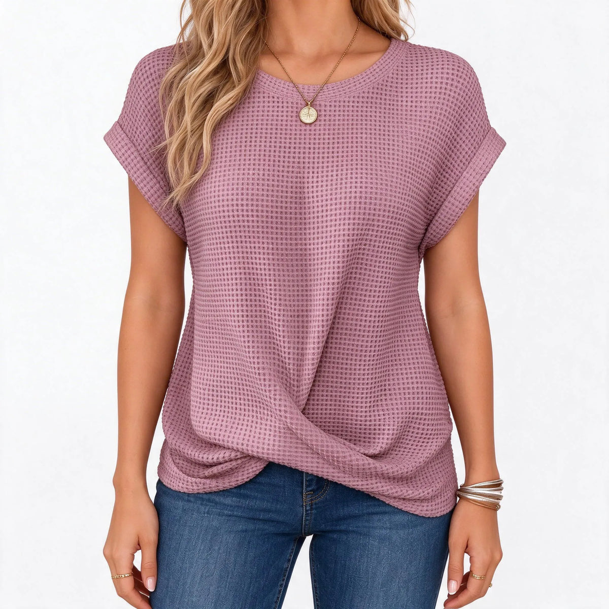 Brexten - Short Sleeve Twist Hem Top