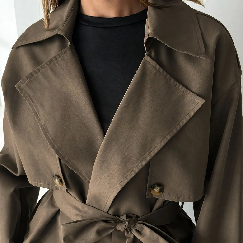Brynod - Cropped Double Breasted Trench Jacket