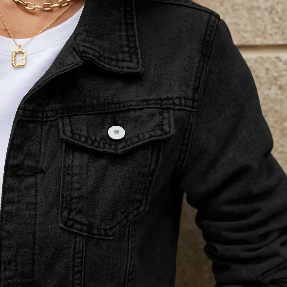 Bryntel - Cropped Button Front Casual Jacket